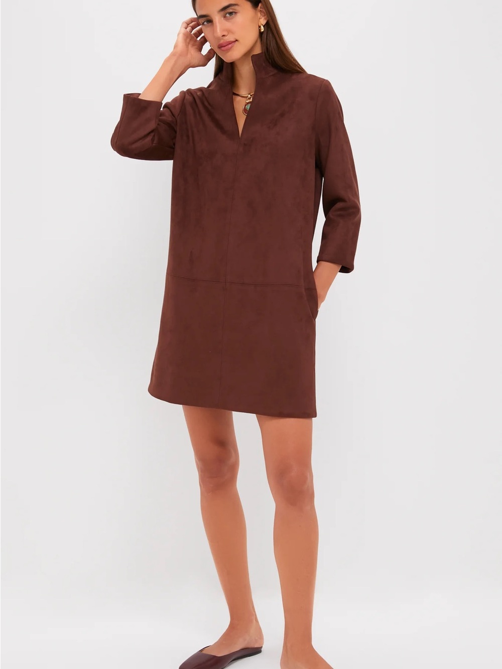 Tuckernuck Ganache Vegan Suede Clifton Dress Brown, Medium - Picture 5 of 8